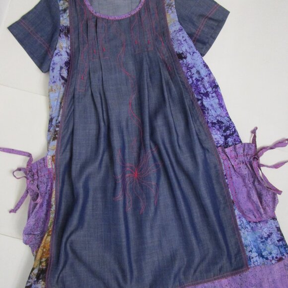 Tunic Dress African Cotton Floral Print Embroidery Bohem - Picture 7 of 13